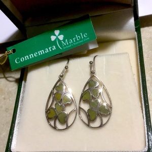 Shamrock earrings-Sterling Silver and Marble